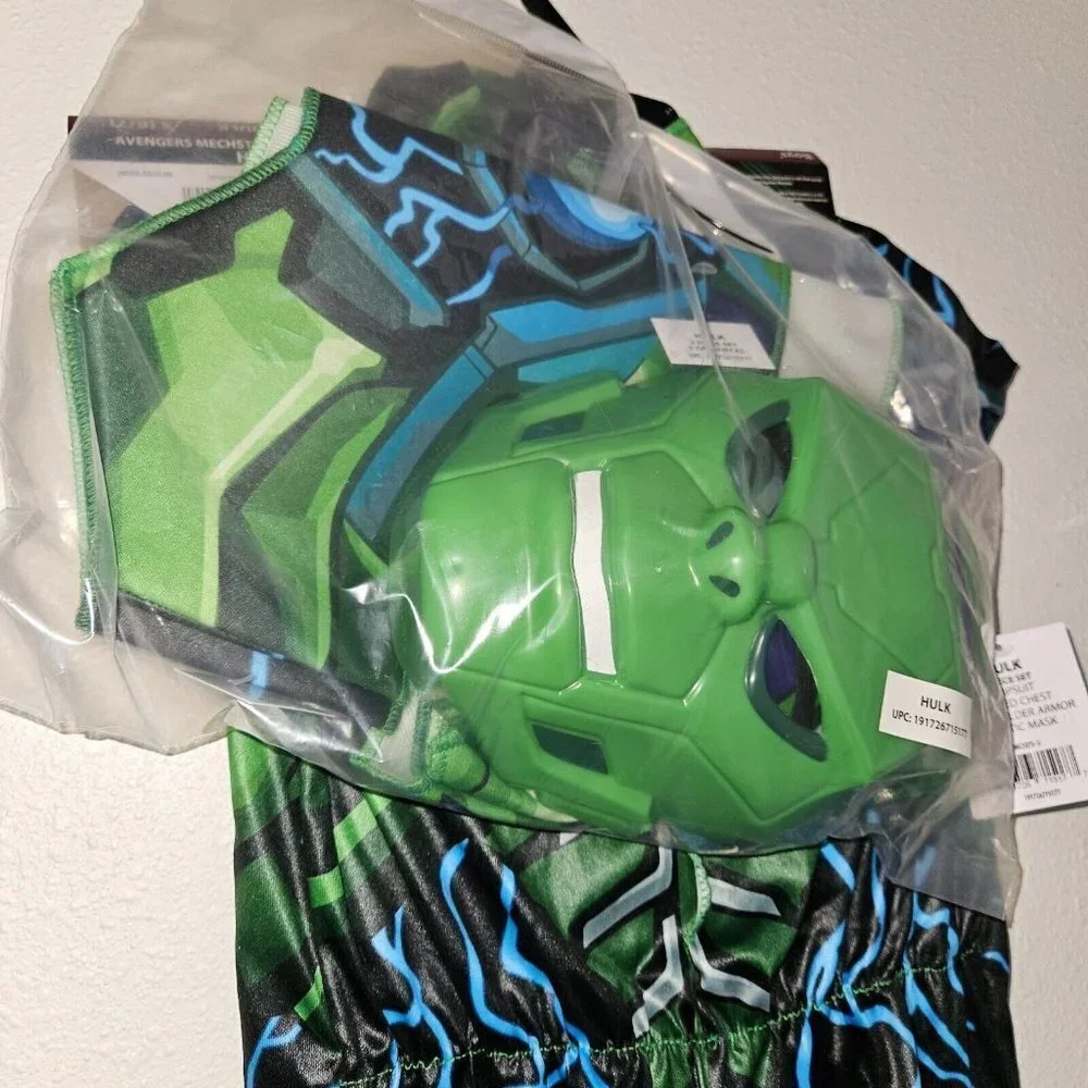 NEW Marvel Mech Strike HULK Halloween Costume Boys Small 6/7 Jumpsuit Armor Mask